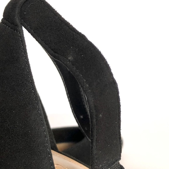 Black Suede Ankle Strap Block Heels - Picture 8 of 9